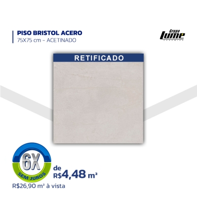 PISO BRISTOL ACERO 75X75 cm - ACETINADO - Grupo Lume Cerâmica