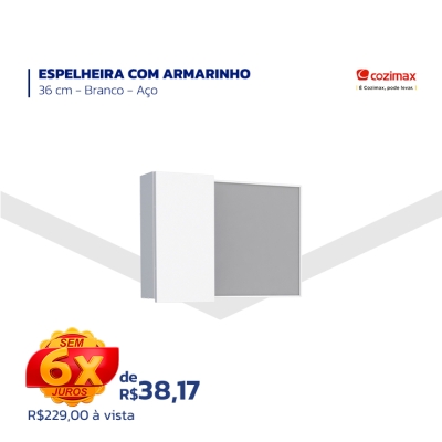 ESPELHEIRA COM ARMARINHO - 36 cm - Branco - Aço