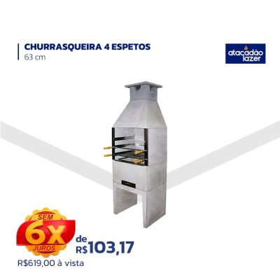 CHURRASQUEIRA 4 ESPETOS - 63 cm