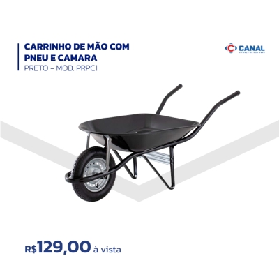 CARRINHO DE MÃO COM PNEU E CÂMARA - PRETO - MOD. PRPC1