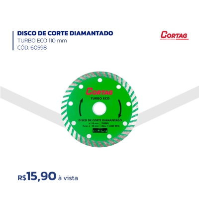 DISCO DE CORTE DIAMANTADO - TURBO ECO 110 mm - CÓD. 60598