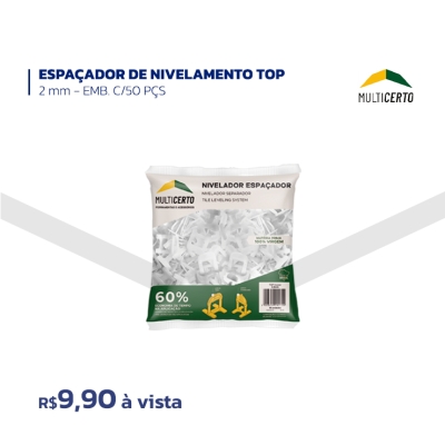 ESPAÇADOR DE NIVELAMENTO TOP - 2MM - EMB. C50 PÇS - MULTICERTO