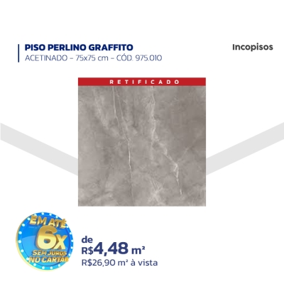 PISO PERLINO GRAFFITO - ACETINADO 75x75cm - CÓD. 975.010 - INCOPISOS