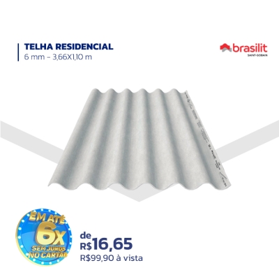TELHA RESIDENCIAL - 6mm - 3,66x1,10m - BRASILIT