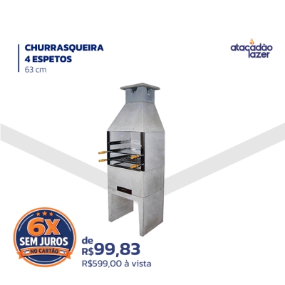 CHURRASQUEIRA 4 ESPETOS 63 cm - Marca: Atacadão Lazer 
