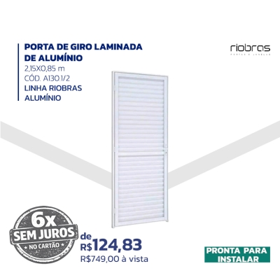PORTA DE FIRO LAMINADA DE ALUMÍNIO - 2,15X0,85m CÓD. A130.1/2 LINHA RIOBRAS ALUMÍNIO 