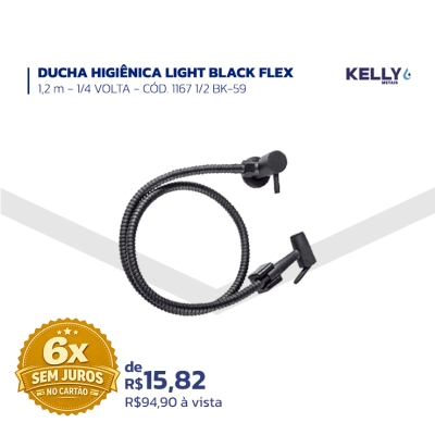 DUCHA HIGIÊNICA LIGTH BLACK FLEX - 1,2 m - 1/4 VOLTA - CÓD. 1167 1/2 BK-59