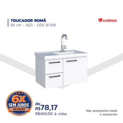 TOUCADOR ROMÃ - 60 CM - AÇO - CÓD. 87708 - COZIMAX