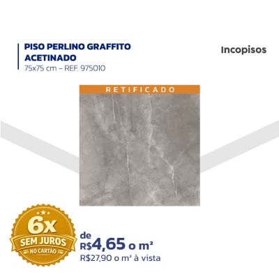 PISO PERLINO GRAFFITO ACETINADO - 75X75 cm - REF. 975010 - Incopisos